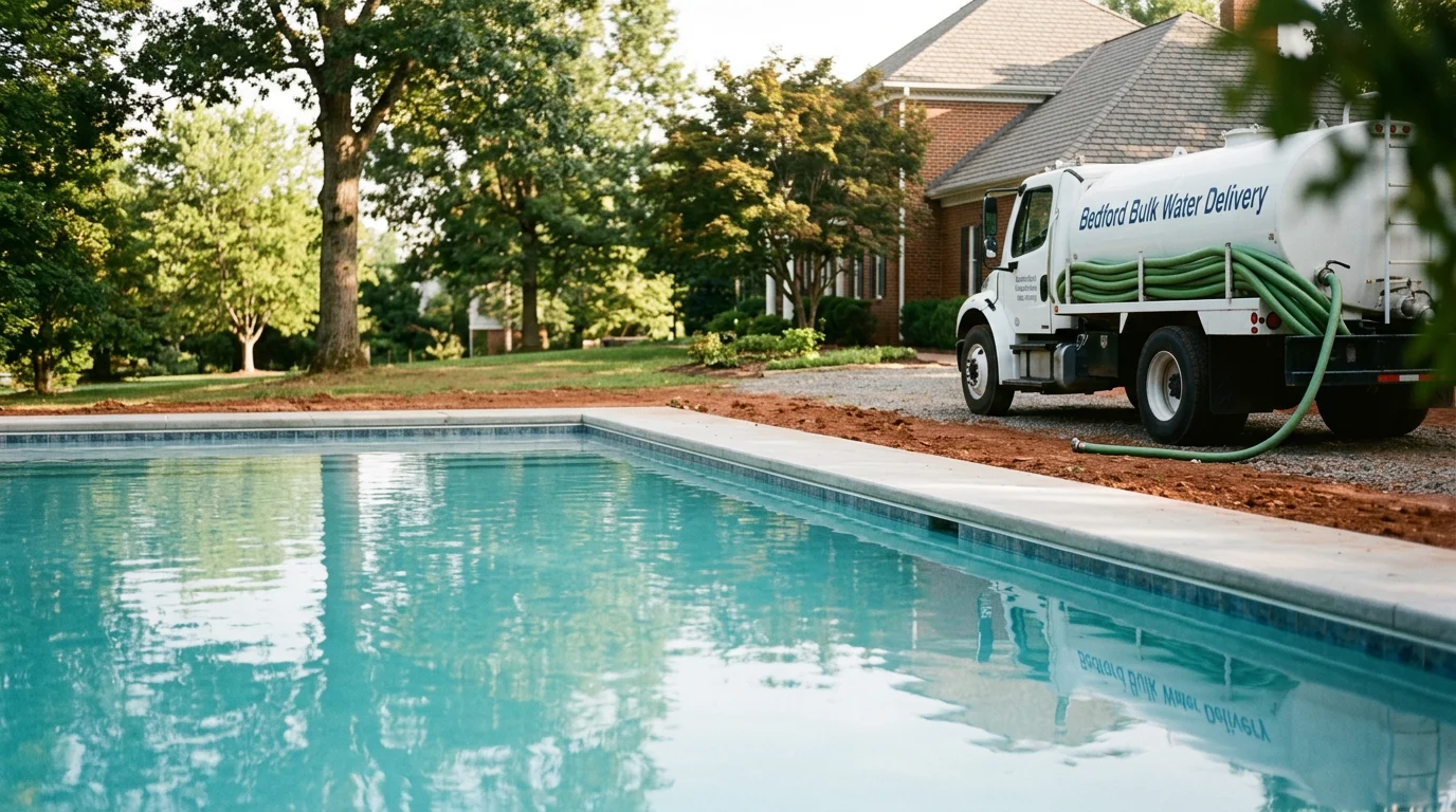 Water truck delivering fresh water to a residential property in Bedford, Virginia